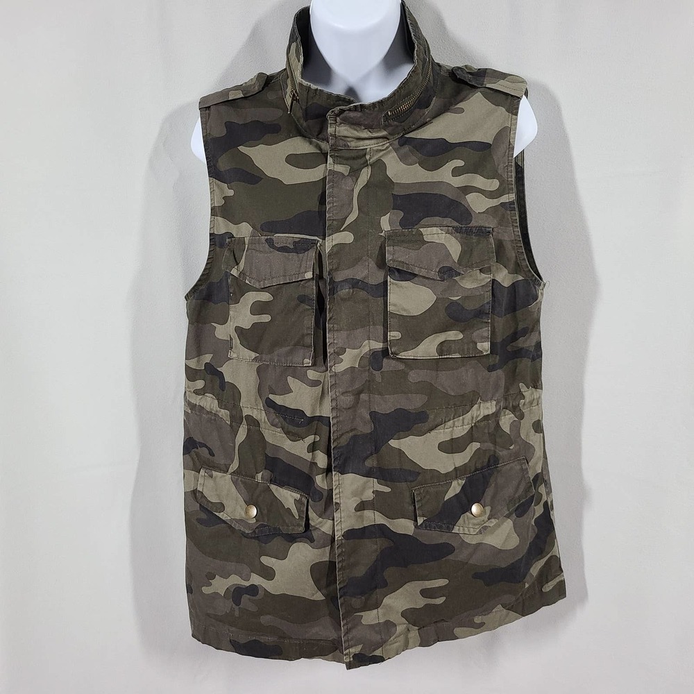 2 Sable Utility Vest Snap Front Flap Pockets Camo Green Medium